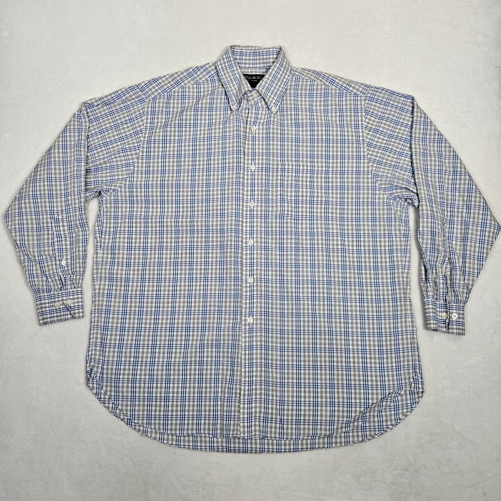 Brooks Brothers Makers Merchant Men's Button Up XL Italy Fabric USA Made Blue